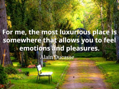 Alain Ducasse Quote For me, the most luxurious place is somewhere that allows you to feel emotions and pleasures
