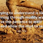 lao-tzu quote Trying to understand is like straining through muddy water. Have the patience to wait