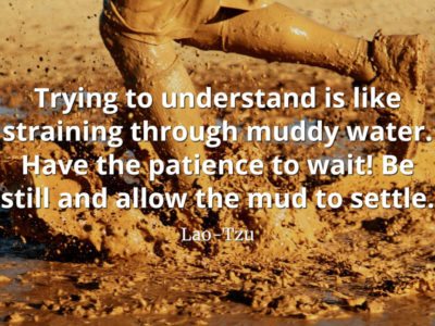lao-tzu quote Trying to understand is like straining through muddy water. Have the patience to wait
