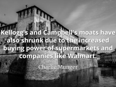 Charlie Munger quote Kellogg's and Campbell's moats have also shrunk due to the increased buying power of supermarkets and companies like Walmart