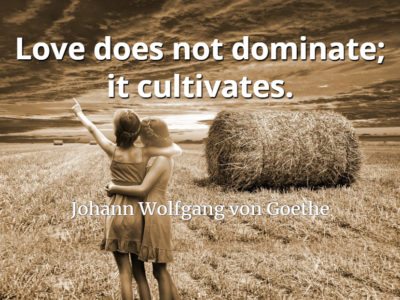 Johann Wolfgang von Goethe quote Love does not dominate; it cultivates.
