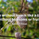 Kahlil Gibran quote Life without love is like a tree without blossoms or fruit.