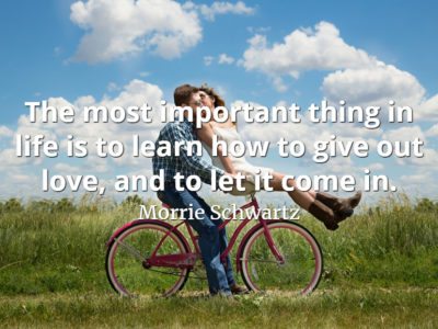 Morrie Schwartz quote The most important thing in life is to learn how to give out love, and to let it come in.