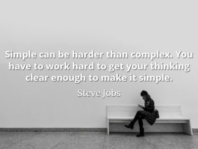 Steve Jobs Quote: Simple can be harder than complex. You have to work hard to get your thinking clear enough to make it simple.