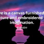 Voltaire quote Love is a canvas furnished by nature and embroidered by imagination.
