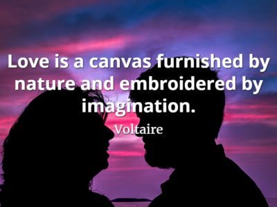 Voltaire quote Love is a canvas furnished by nature and embroidered by imagination.