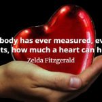 Zelda Fitzgerald quote Nobody has ever measured, even poets, how much a heart can hold.